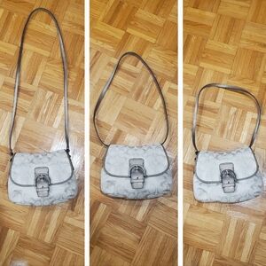 Coach Soho Vintage Canvas & Leather Gold Monogrammed Crossbody Bag